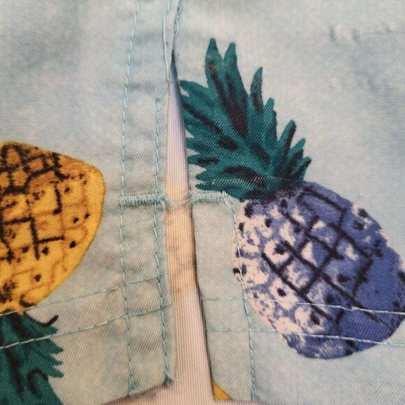 Old Navy Men's Large Swim Trunks Elastic Waist Light Blue Gold & Blue Pineapples - Picture 10 of 16